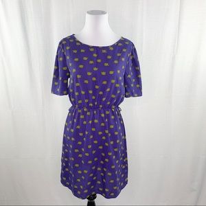 ModCloth Everly purple elephant short sleeve dress